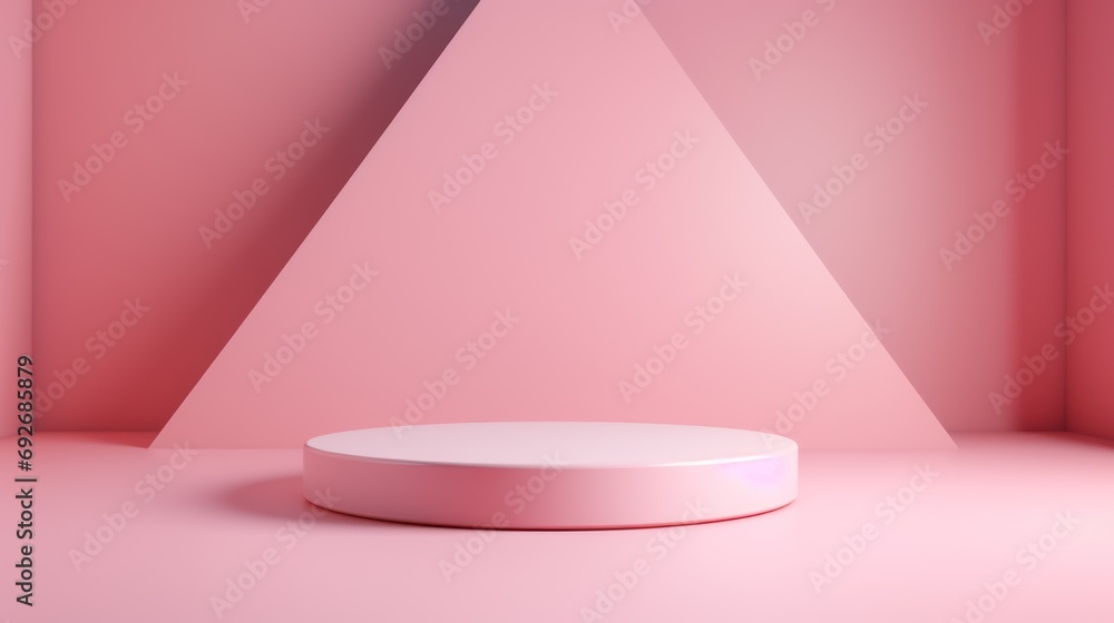 Aufkleber 3d realistic pastel pink pink pedestal with overlapping triangle background. elegant geometric patte