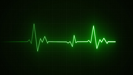 Emergency ekg monitoring. Blue glowing neon heart pulse. Heartbeat. Electrocardiogram	