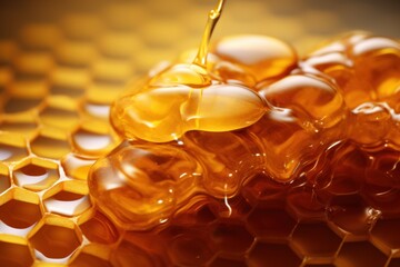 Honeycomb and flowing honey,