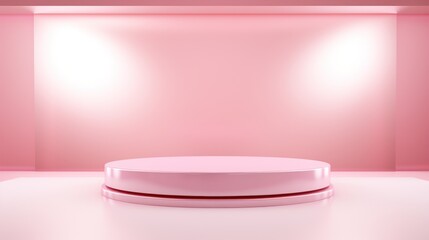 Modern background platform with pastel pink podium.