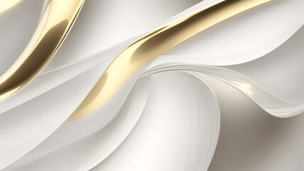 Moderner, minimalistischer und sauberer Weißgold-Hintergrund mit realistischer Linienwellen-geometrischer Kreisform, abstrakte Weiß- und Goldfarben mit Linienmuster-Textur-Geschäftshintergrund - obrazy, fototapety, plakaty