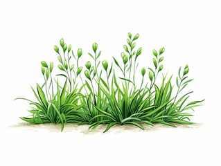 Green grass on a white background. illustration of green grass. Generative AI