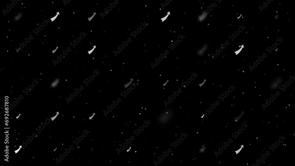 Poster template animation of evenly spaced up arrows of different sizes and opacity. animation of transpare