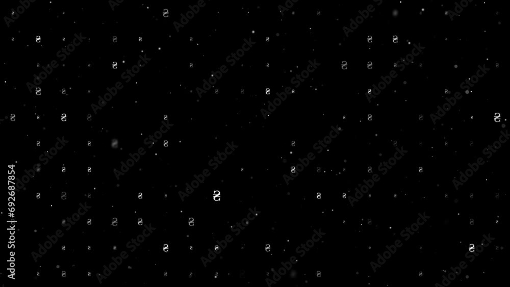 Poster template animation of evenly spaced hryvnia symbols of different sizes and opacity. animation of tra