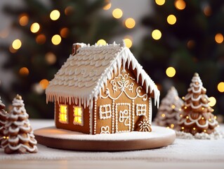 An AI Generated Beautiful Iced Gingerbread House to Celebrate the Winter Season