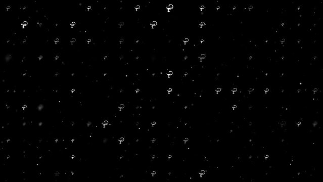 Template animation of evenly spaced medicine symbols of different sizes and opacity. Animation of transparency and size. Seamless looped 4k animation on black background with stars