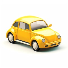a yellow car on a white background