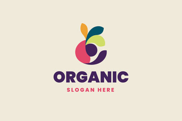 organic food logo, fruit vector, business brand