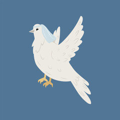 A white dove in a veil. Wedding dove. Vector illustration
