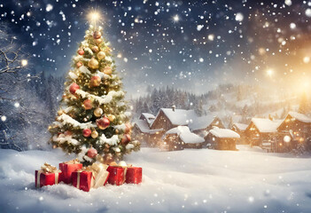 christmas tree and gifts