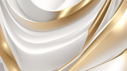 Moderner abstrakter Hintergrund in Weiß und Gold. Abstrakte geometrische Form, Weißgold-Hintergrund mit 3D-Licht- und Schattenschichten für Präsentationsdesign. - obrazy, fototapety, plakaty