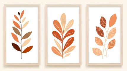 Set of four vertical banners with autumn leaves and branches. illustration. Generative AI