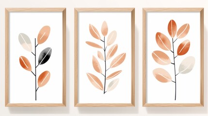 Set of hand drawn watercolor leaves, branches and twigs. illustration Generative AI