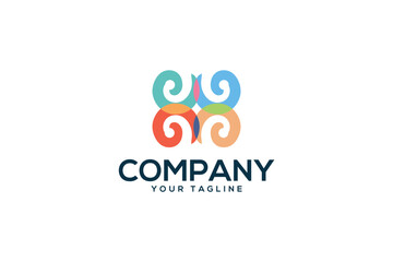 Creative logo design depicting a colorful abstract shape. 