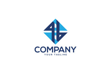 Creative logo design depicting a blue abstract shape. 