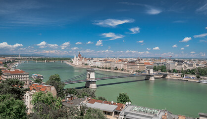 panorama view on the Dunai river in Budapest
