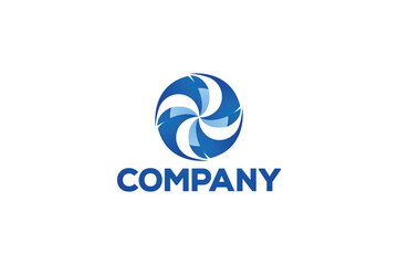Creative logo design depicting a blue colored air conditioning fan or HVAC. 