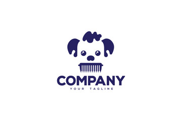 Creative logo design depicting a dog with a comb.