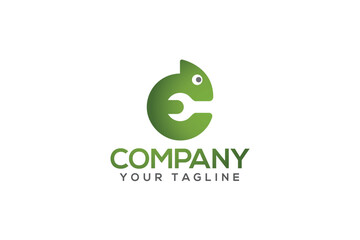 Creative logo design depicting a chameleon with a wrench in the negative space.  © SameGuy13