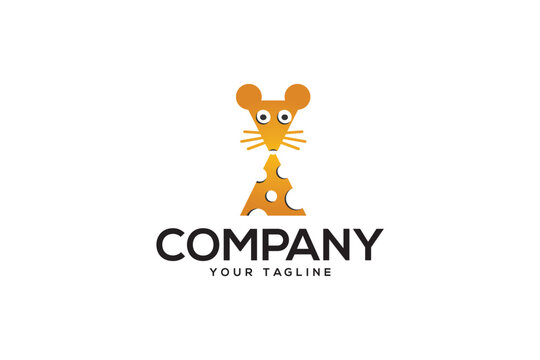 Creative logo design depicting a cheese mouse. 
