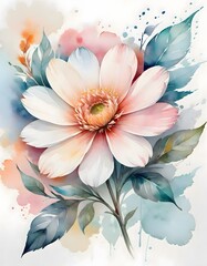 Vibrant watercolor flowers, Generative AI