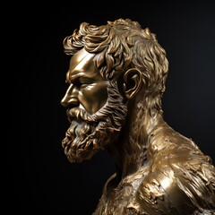 Abstract ancient roman, greek stoic person with a muscular body, marble, stone, metal sculpture, bust, statue. Modern stoicism.