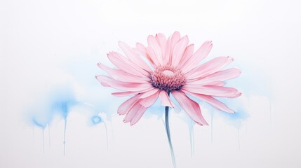 Pink gerbera flower isolated on white background. Watercolor painting. Generative AI