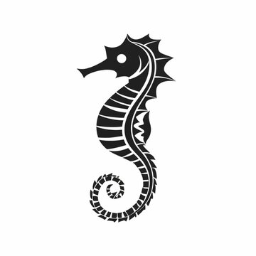 tribal seahorse symbol icon logo design black an