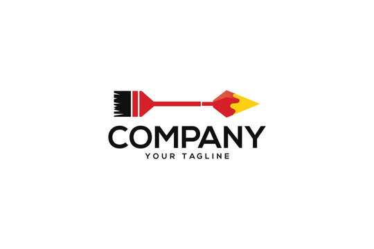 Creative logo design depicting an arrow shaped like a paint brush. 