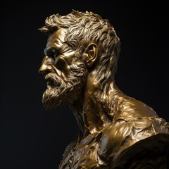 Abstract ancient roman, greek stoic person with a muscular body, marble, stone, metal sculpture, bust, statue. Modern stoicism.