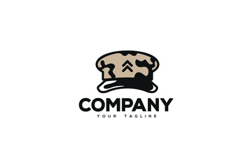 Creative logo design depicting a military hat. 