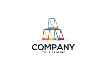 Creative logo design depicting a stak of phones. Logo suited for the real estate and building industry. 