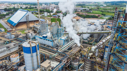 Aerial view of the Suzano pulp and paper industry, photo made in Suzano, SP, Brazil in 12 dec 2023