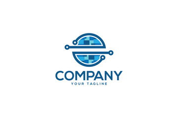 Creative logo design depicting circuitry wires creating an abstract shape , designated to the technology industry.