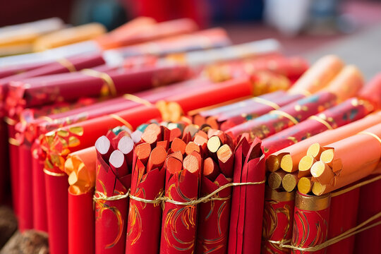 Assorted firecracker in chinese new year, lunar day. assorted chinese new year decorations
