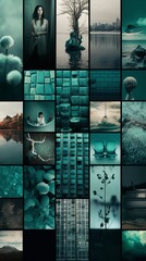 turquoise traveling theme collage, instagram story, background or banner