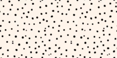 Fotobehang Vector seamless pattern with small hand drawn black chaotic dots, spots on white background. Trendy minimal spotted texture. Abstract bacteria, microbe, germs illustration. Simple organic geo design © Olgastocker