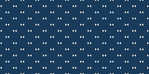 Bow tie pattern. Simple minimalist vector seamless texture with small bow-ties. Abstract dark blue geometric ornament. Hipster fashion style. Cute funky background. Repeat design for decor, covering - obrazy, fototapety, plakaty