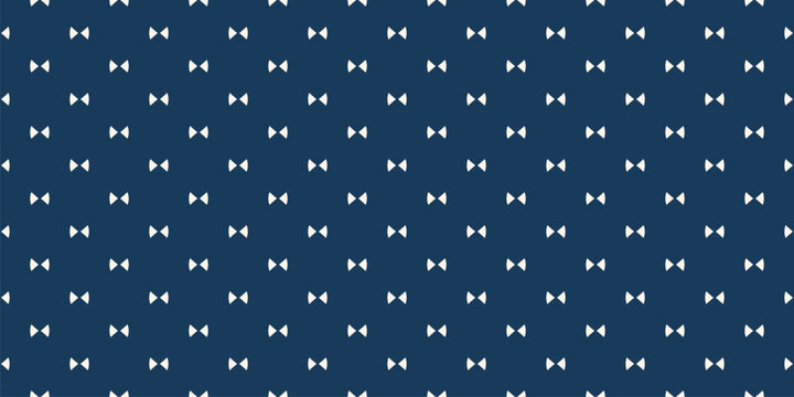 Bow tie pattern. Simple minimalist vector seamless texture with small bow-ties. Abstract dark blue geometric ornament. Hipster fashion style. Cute funky background. Repeat design for decor, covering