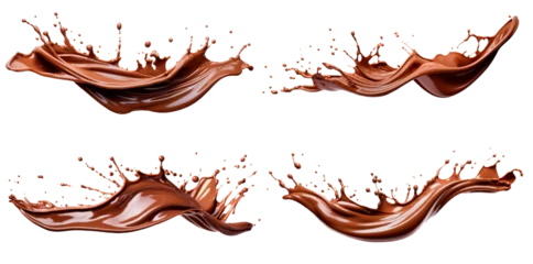 Foto op Canvas set of 4 chocolate splashes isolated © Anastasia YU