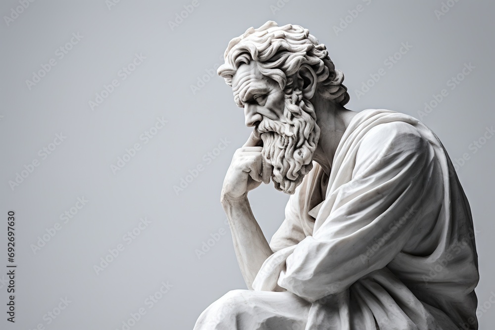 Wall mural abstract ancient roman, greek stoic person, marble, stone sculpture, bust, statue. modern stoicism.  - Wall murals