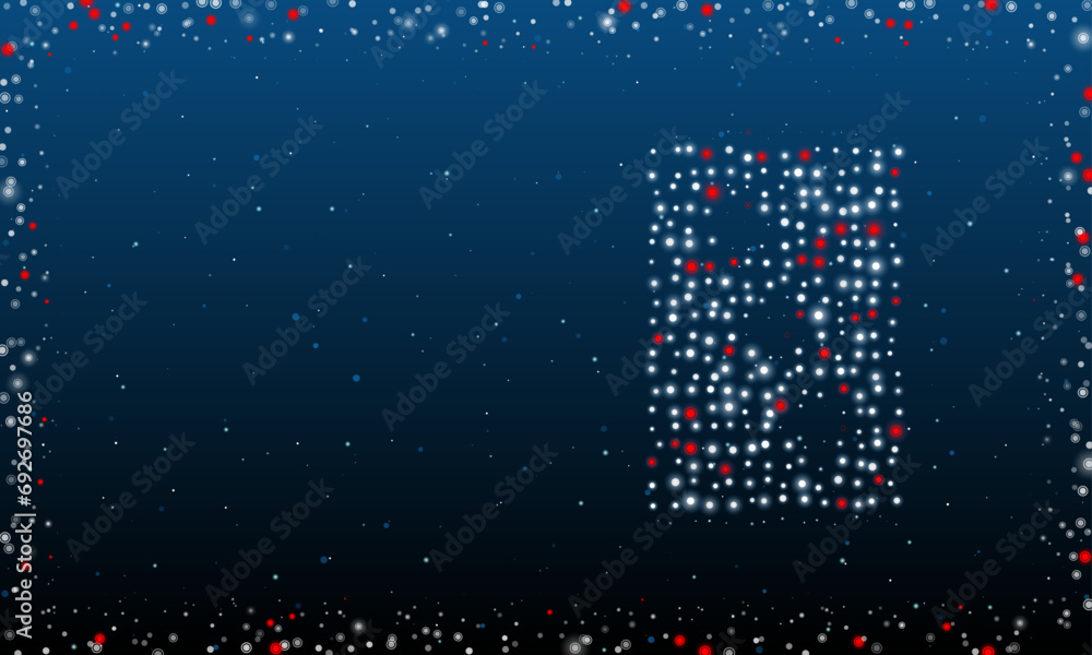 Poster on the right is the three of clubs playing symbol filled with white dots. abstract futuristic frame 