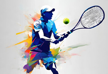 tennis player with tennis racket - Powered by Adobe