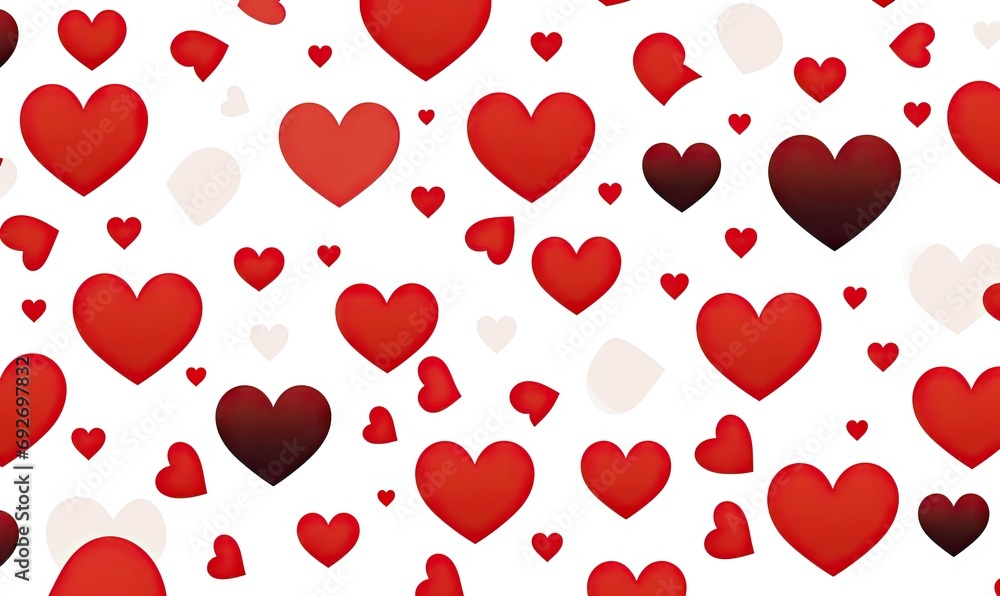 Poster valentines day red hearts pattern generative ai