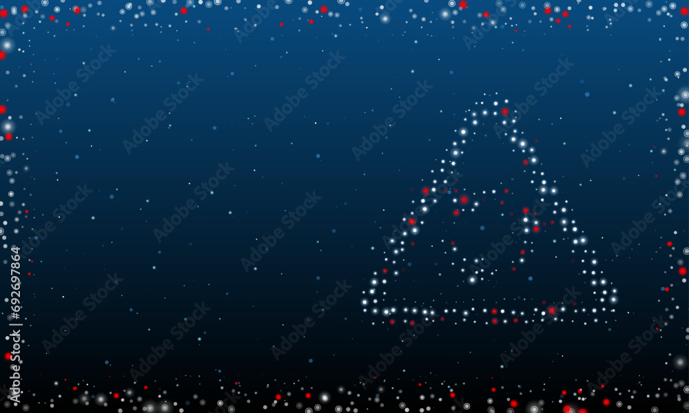Aufkleber on the right is the roundabout symbol filled with white dots. pointillism style. abstract futuristic
