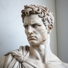 Abstract ancient roman, greek stoic person, marble, stone sculpture, bust, statue. Modern stoicism. Great for fitness or stoic quotes.