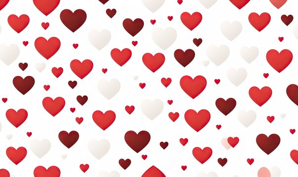 this image is of a white background with red hearts Generative AI