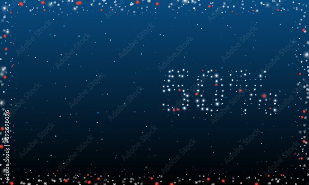 Poster on the right is the 50 percent symbol filled with white dots. pointillism style. abstract futuristic