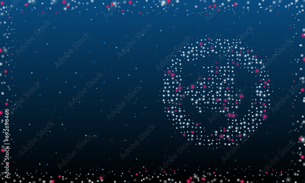 Poster on the right is the roundabout symbol filled with white dots. pointillism style. abstract futuristic