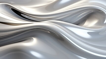 Generative AI image of glossy silver metal fluid glossy chrome mirror water effect background backdrop texture